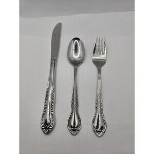 Stainless Flatware Spoon Knife Fork Columbia Japan Beaded Edge No Big Fork Spoon